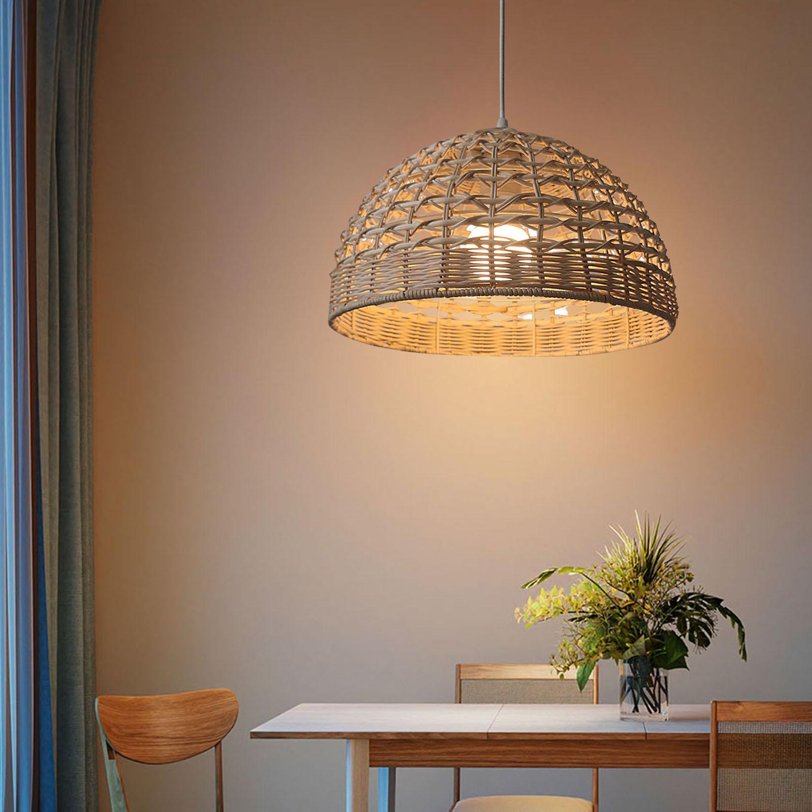 Wicker Pendant Shade - Rattan-Lampenschirm, Weiden-Pendelleuchtenabdeckung, Runde Leuchtenverkleidung, Boho Geflochtener