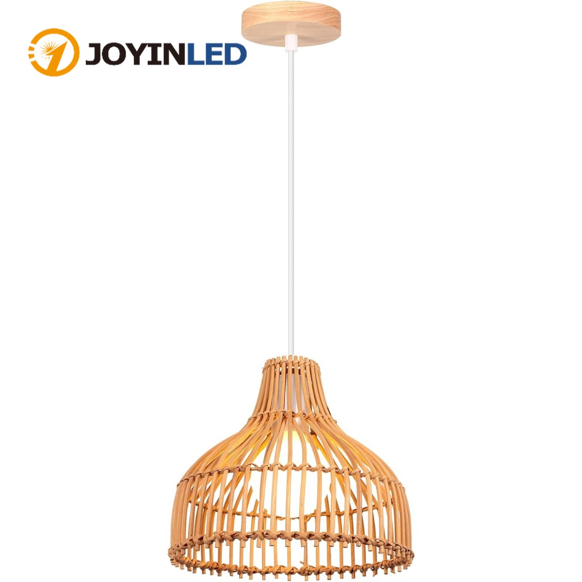 Wicker Pendant Shade - Rattan gewebte Pendelleuchte im Boho-Stil, Bambus-Rattan-Lampenschirm,