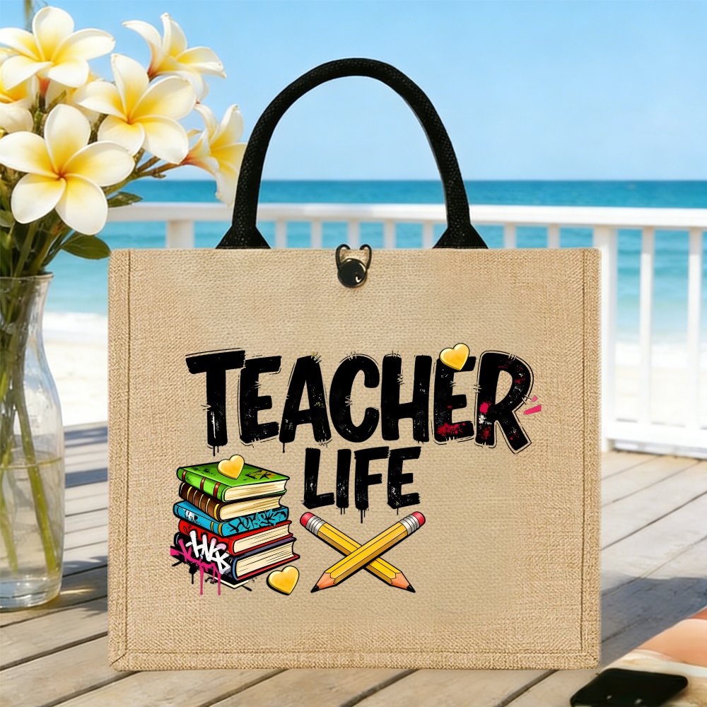 Interior Design Book - Teacher Life Books Jute-Einkaufstasche mit Bleistiften
