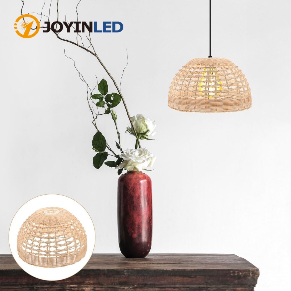 Wicker Pendant Shade - Rattan-Pendelleuchte, gewebter Käfig, hängender Lampenschirm, Retro-Kronleuchter,