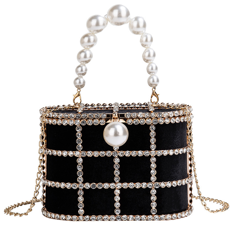 Interior Design Ai Free - Luxuriöse Diamant-Metall-Clutch mit Perlengriff für Damen,