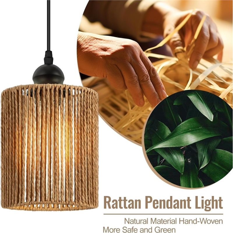 T19C 2er-Pack handgewebter Lam – Wicker Pendant Shade Bewertung und Preis