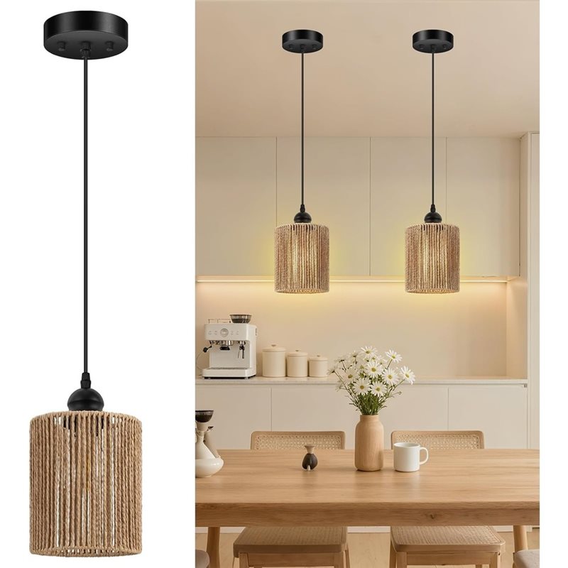 T19C 2er-Pack handgewebter Lam – Wicker Pendant Shade Bewertung und Preis